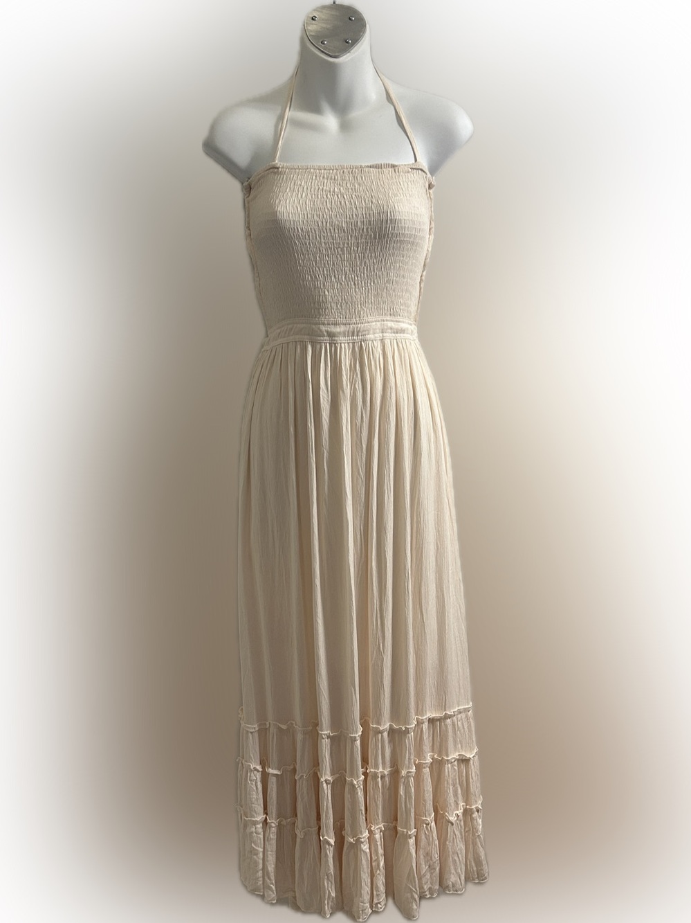 Cream Halter Maxi Dress - Elegant Summer Maxi